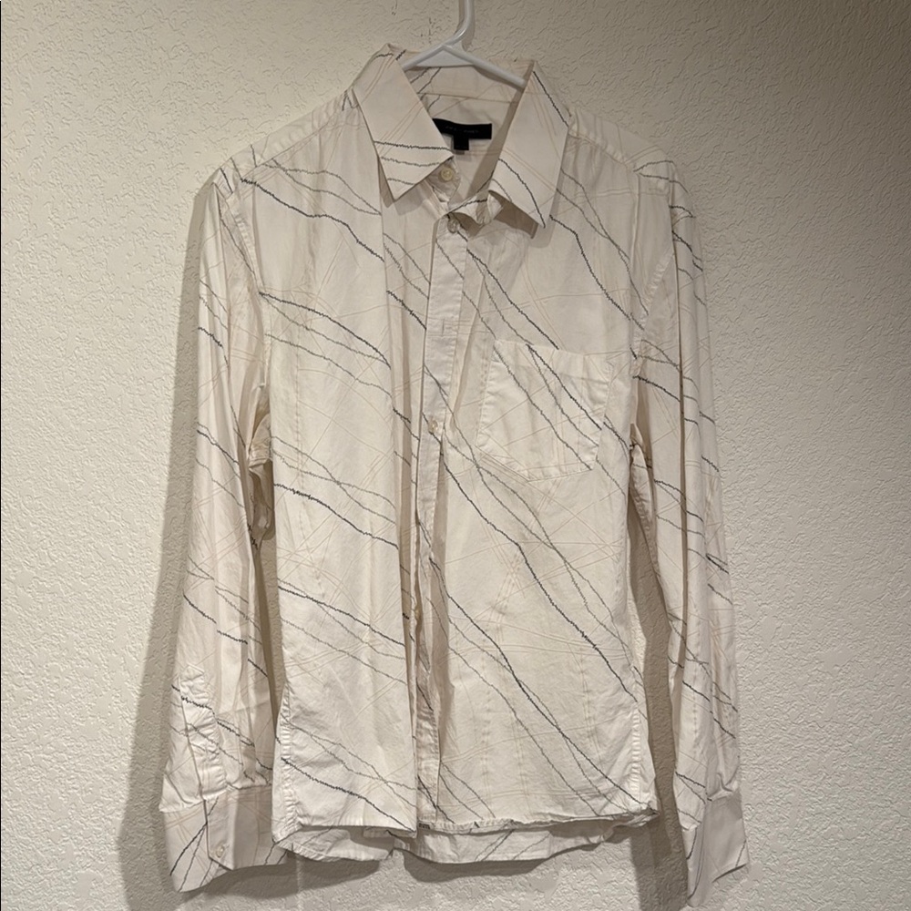 Jack & Jones Cream and Blue Casual Button Down Shirt